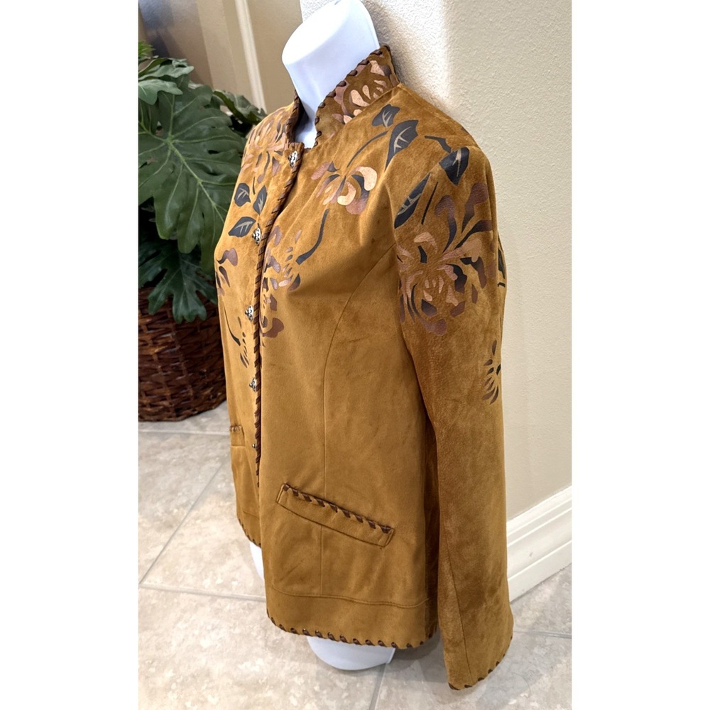 VTG New Char Santa Fe Hand Painted Brown Suede Jacket Sz 8 Cowgirl Boho Western‎ - Picture 3 of 12
